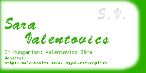 sara valentovics business card
